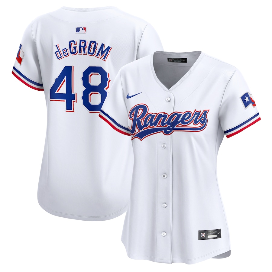 Women's Texas Rangers Jacob deGrom Nike White Home Limited Player Jersey - Puhuasuan