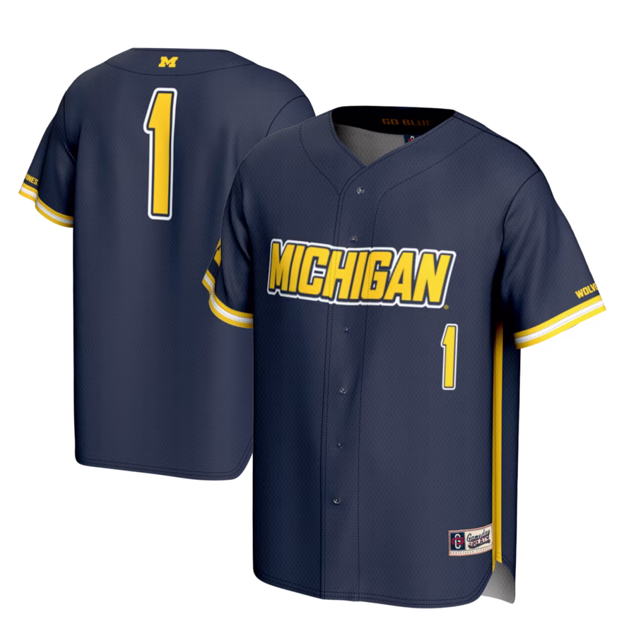 #1 Michigan Wolverines GameDay Greats Lightweight Baseball Fashion Jersey - Navy - Puhuasuan