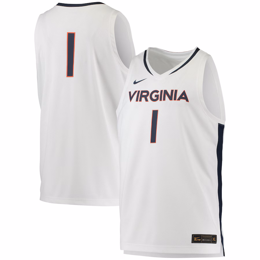 Men's Nike #1 White Virginia Cavaliers Replica Basketball Jersey - Puhuasuan