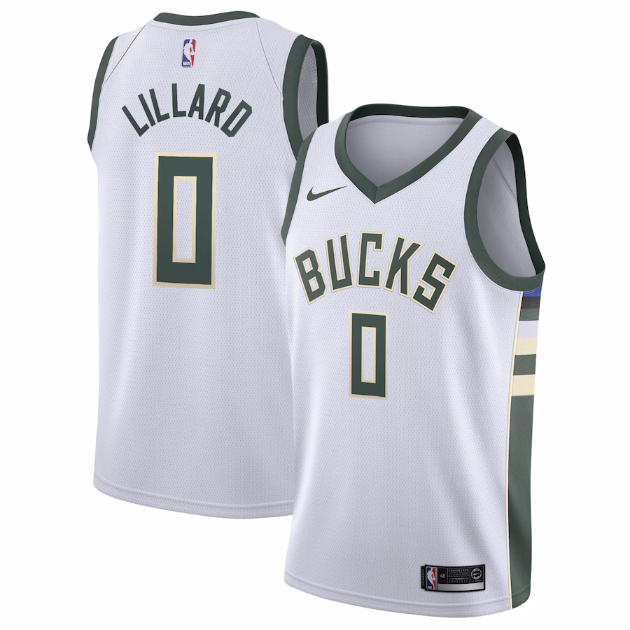 Unisex Milwaukee Bucks Damian Lillard Nike White  Swingman Player Jersey - Association Edition - Puhuasuan