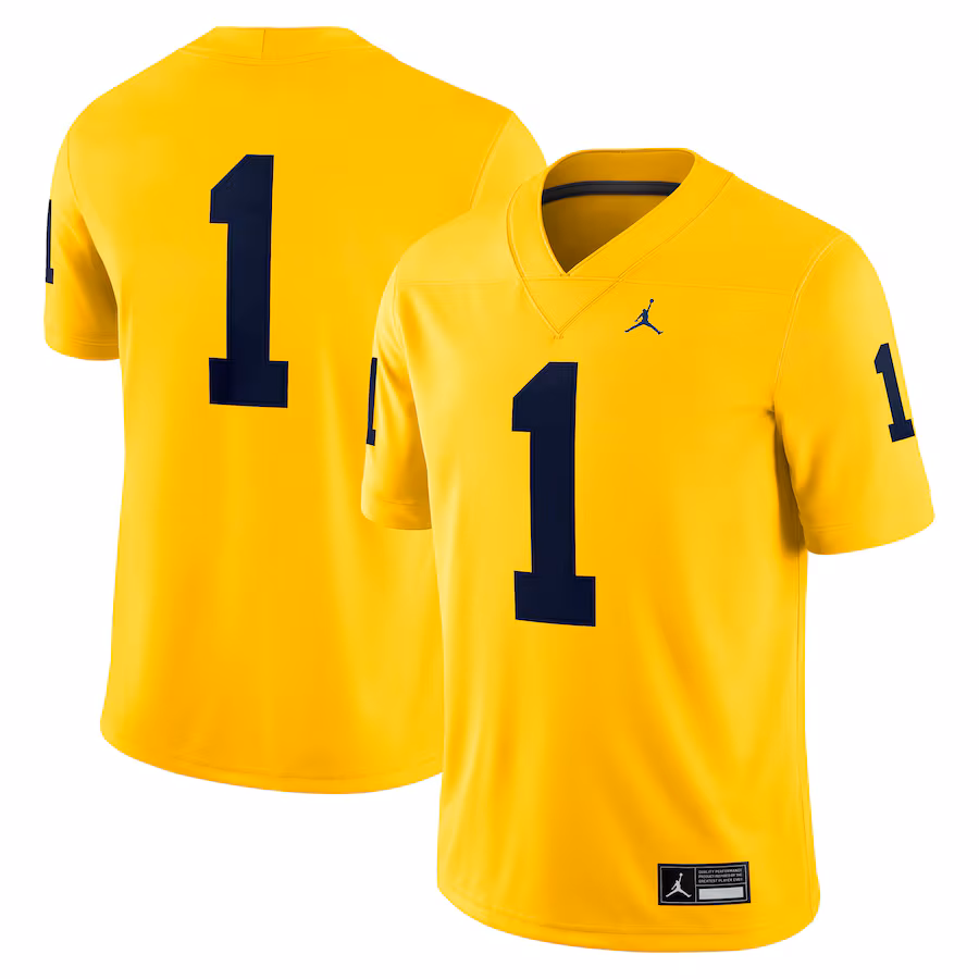 Men's Jordan Brand #1 Maize Michigan Wolverines Alternate Game Jersey - Puhuasuan