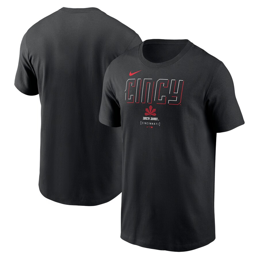 Men's Cincinnati Reds Nike Black City Connect Large Logo T-Shirt - Puhuasuan