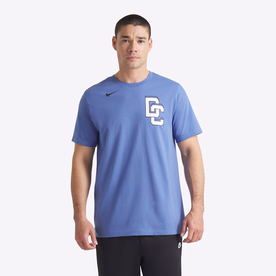 Men's Washington Nationals James Wood Nike Blue 2025 City Connect Fuse Name & Number 2.0 T-Shirt - Puhuasuan