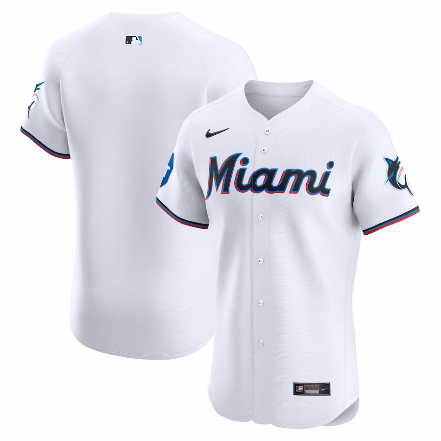 Men's Miami Marlins Nike White Home Elite Patch Jersey - Puhuasuan
