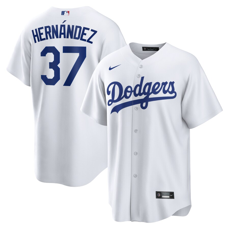 Men's Los Angeles Dodgers Teoscar Hernandez Nike White Home Replica Jersey - Puhuasuan