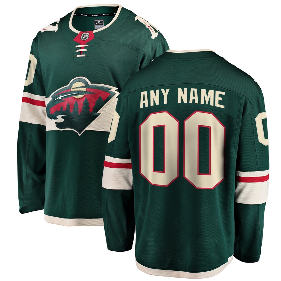 Youth Minnesota Wild Fanatics Branded Green Home Breakaway Custom Jersey - Puhuasuan