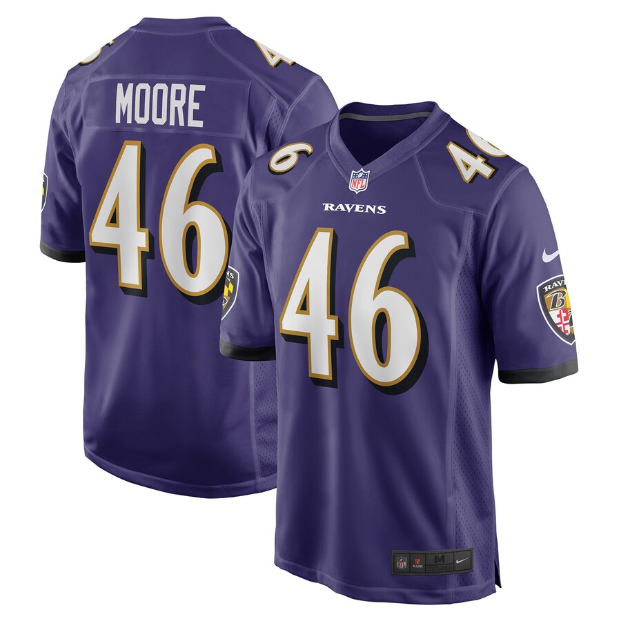 Men's Baltimore Ravens Nick Moore Nike Purple Game Jersey - Puhuasuan