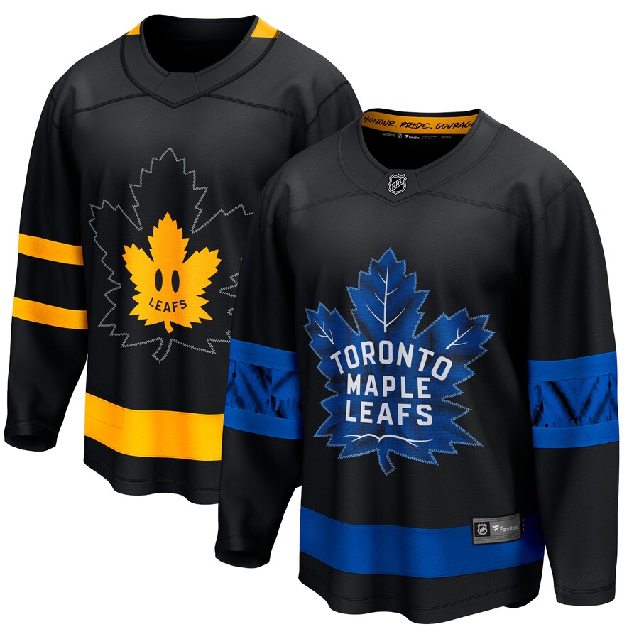 Men's Toronto Maple Leafs Fanatics Branded Black Alternate Premier Breakaway Reversible Blank Jersey - Puhuasuan
