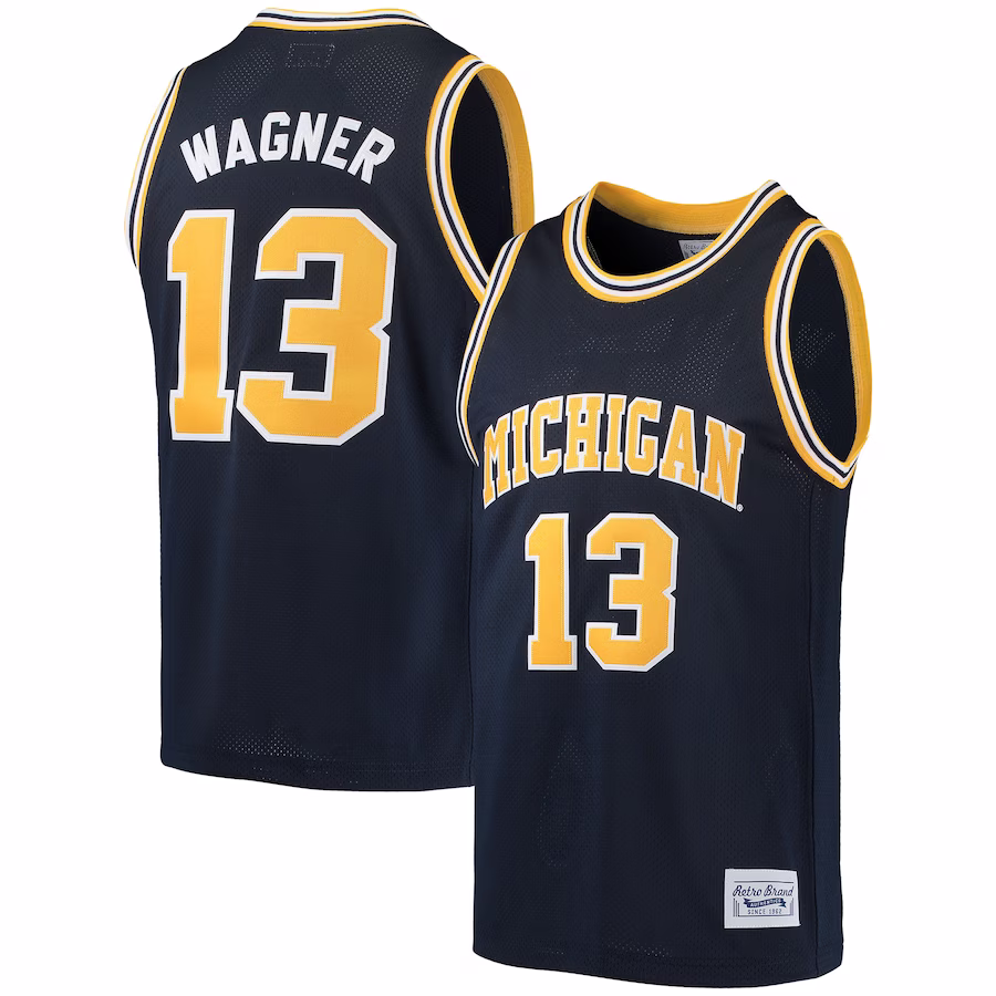 Moritz Wagner Michigan Wolverines Original Retro Brand Alumni Basketball Jersey - Navy - Puhuasuan