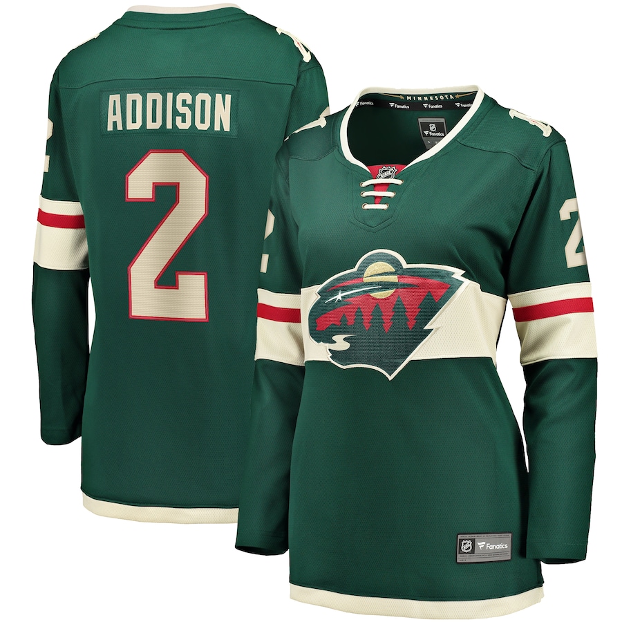 Women's Minnesota Wild Calen Addison Fanatics Green Home Breakaway Player Jersey - Puhuasuan