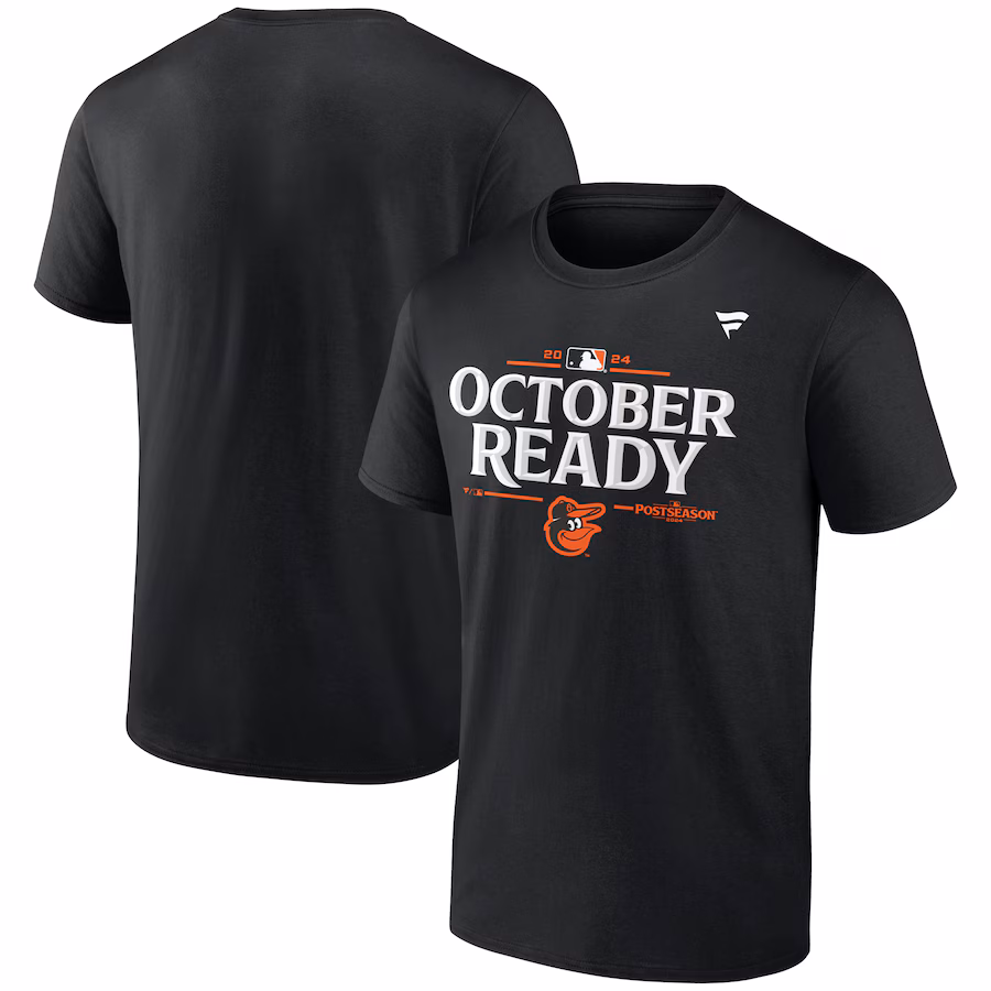 Men's Baltimore Orioles Fanatics Black 2024 MLB Postseason Locker Room T-Shirt - Puhuasuan