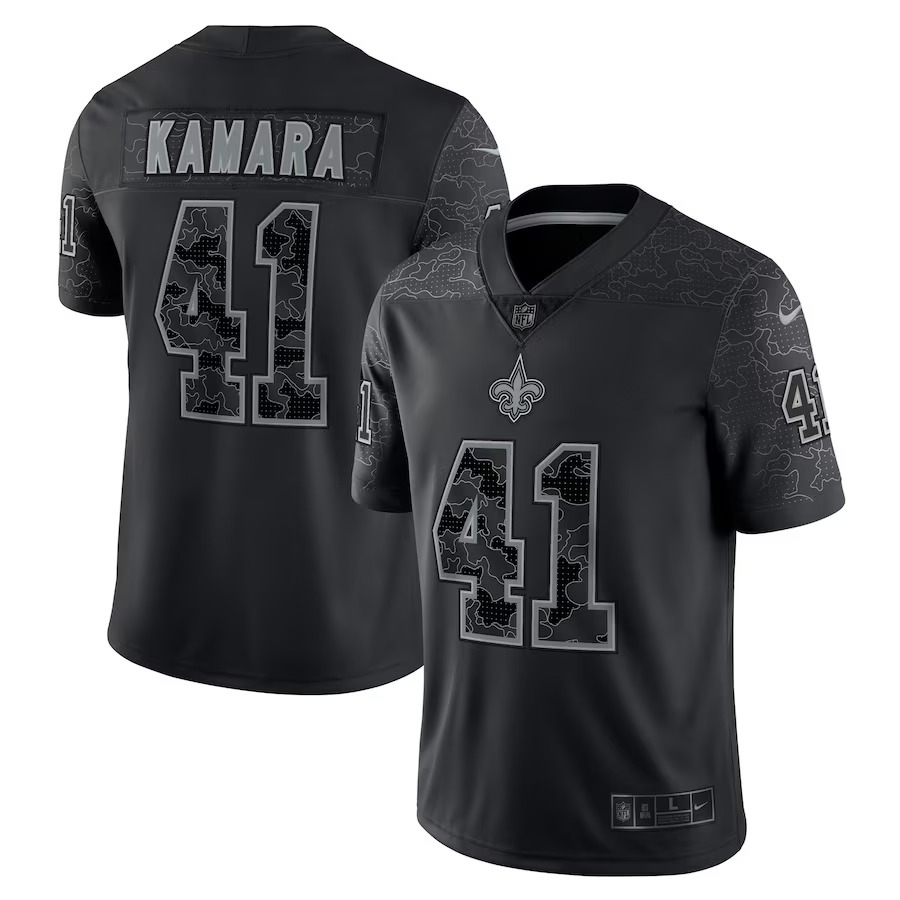 Men's New Orleans Saints Alvin Kamara Nike Black RFLCTV Limited Jersey - Puhuasuan