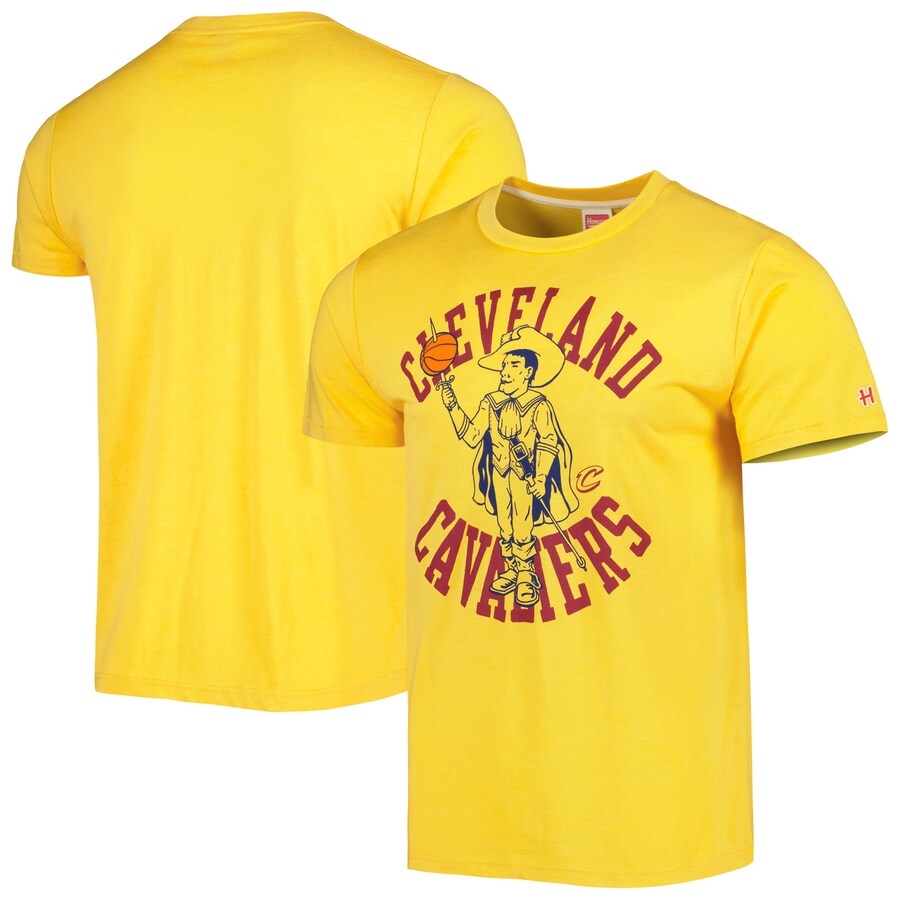 Unisex Cleveland Cavaliers Homage Gold Team Mascot Tri-Blend T-Shirt - Puhuasuan