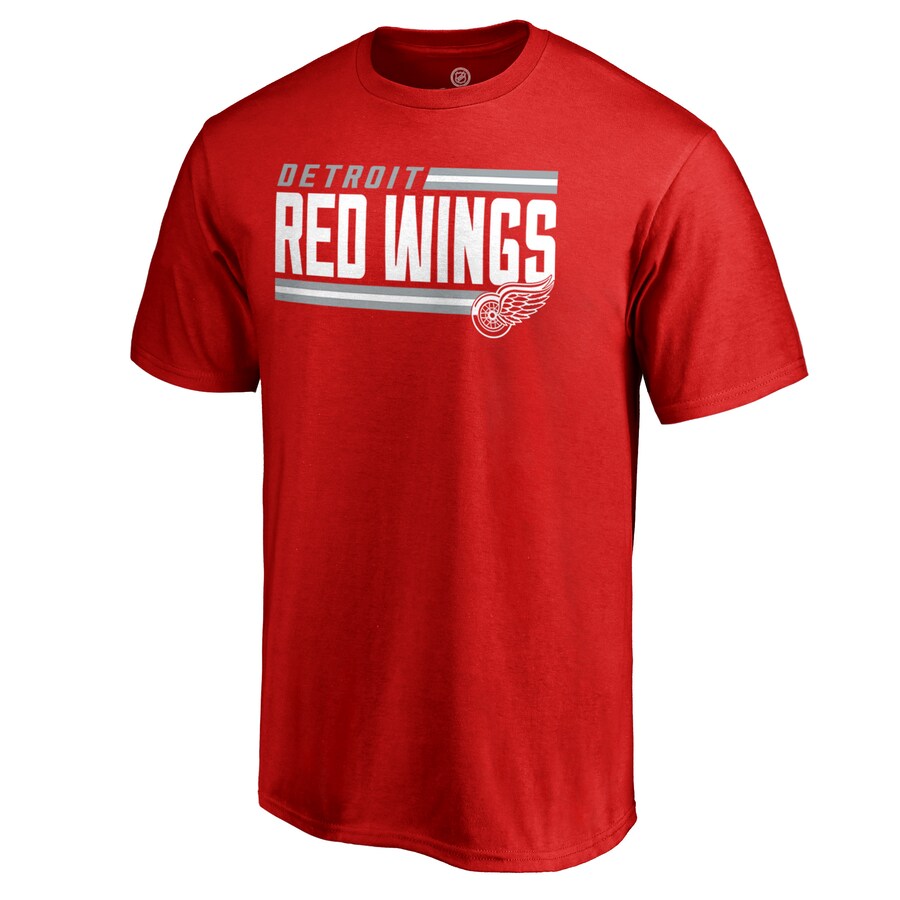 Men's Detroit Red Wings Red Iconic Collection On Side Stripe T-Shirt - Puhuasuan