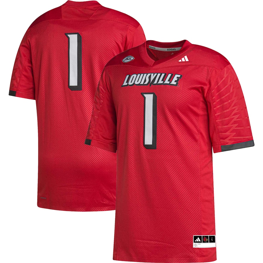 Men's adidas #1 Cardinal Louisville Cardinals Premier Football Jersey - Puhuasuan