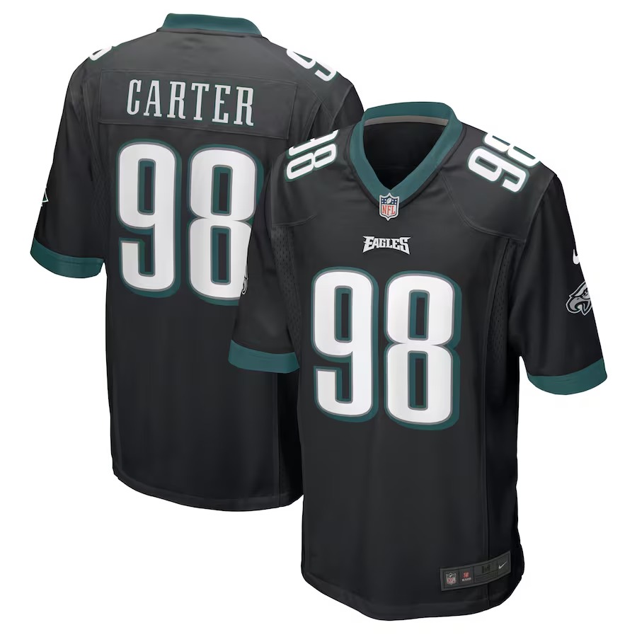 Men's Philadelphia Eagles Jalen Carter Nike Black Alternate Team Game Jersey - Puhuasuan