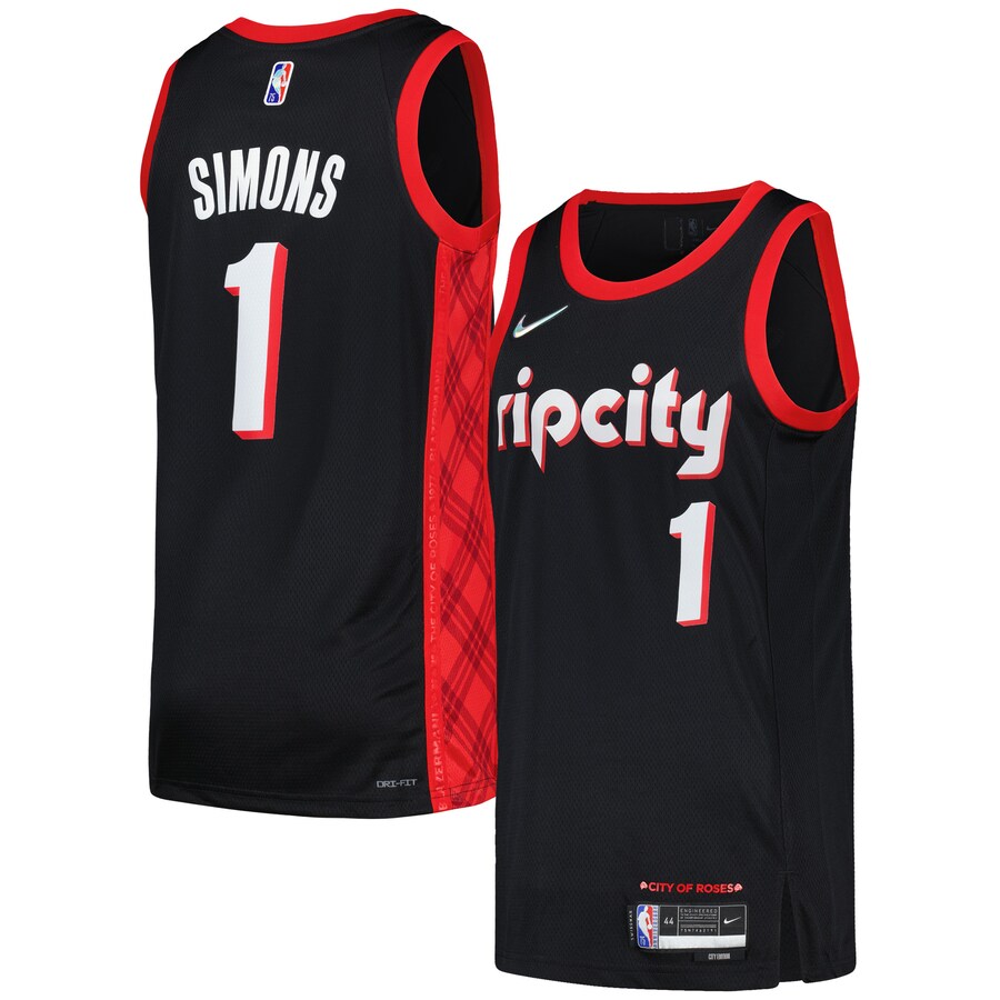 Men's Portland Trail Blazers Anfernee Simons Nike Black Swingman Player Jersey - City Edition - Puhuasuan