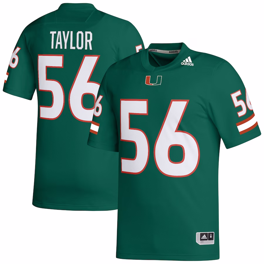 Leonard Taylor Miami Hurricanes adidas NIL Football Player Jersey - Green - Puhuasuan