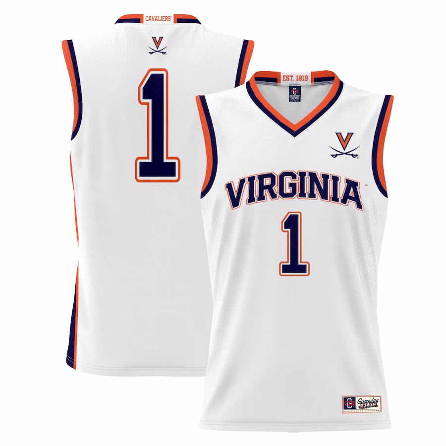 #1  Virginia Cavaliers GameDay Greats  Lightweight Basketball Jersey - White - Puhuasuan
