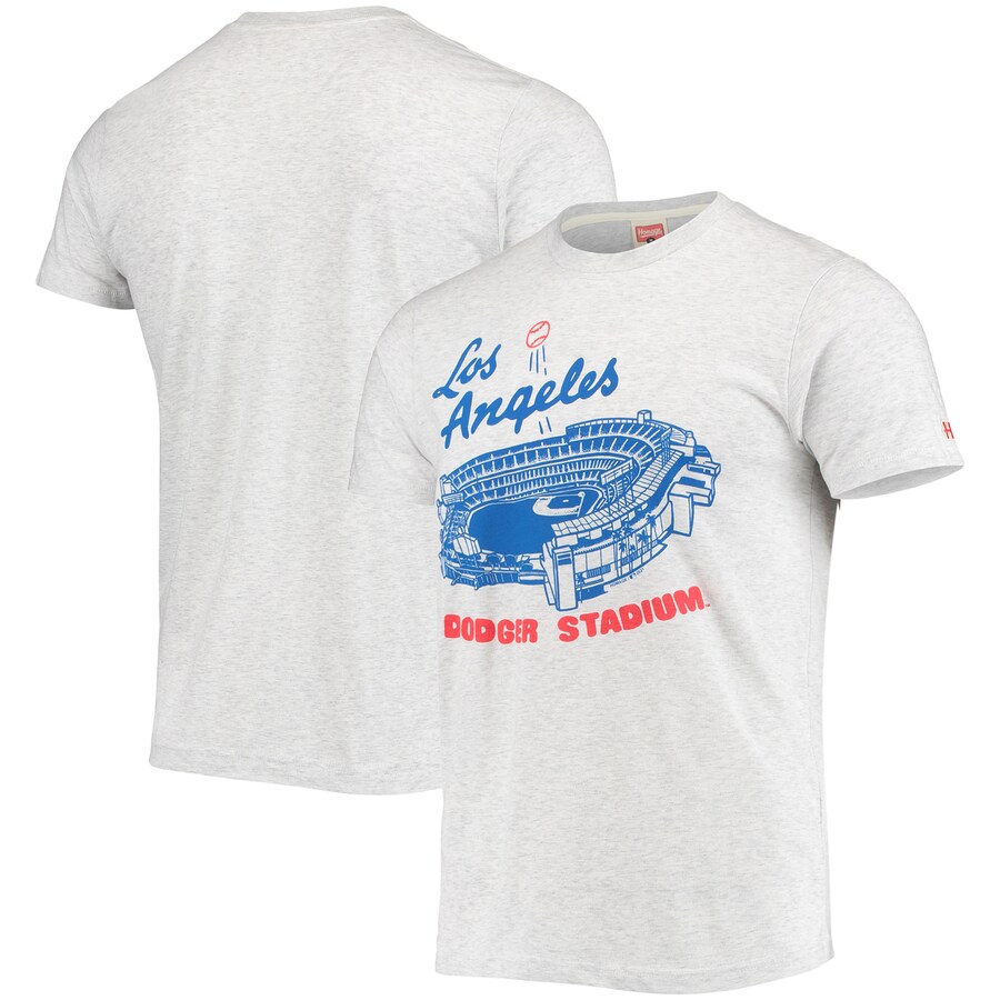 Men's Los Angeles Dodgers Homage Gray Dodger Stadium Tri-Blend T-Shirt - Puhuasuan
