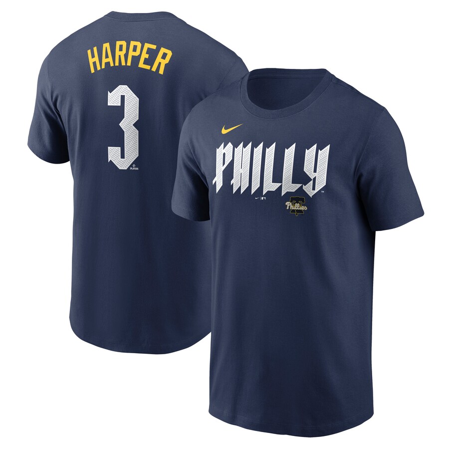 Men's Philadelphia Phillies Bryce Harper Nike Royal 2024 City Connect Fuse Name & Number T-Shirt - Puhuasuan