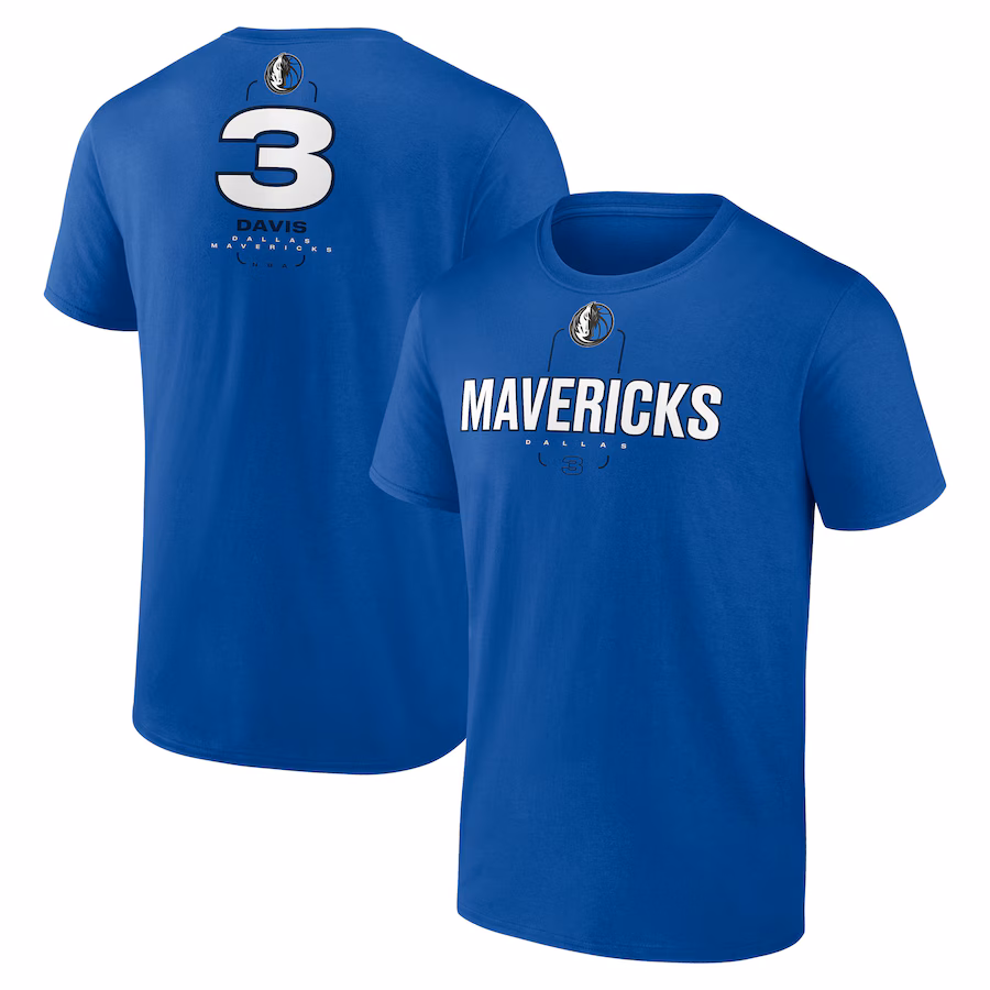 Men's Dallas Mavericks Anthony Davis Royal Behind The Back Name & Number T-Shirt - Puhuasuan