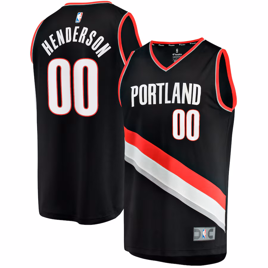Youth Portland Trail Blazers Scoot Henderson Fanatics Black  Fast Break Replica Jersey - Icon Edition - Puhuasuan
