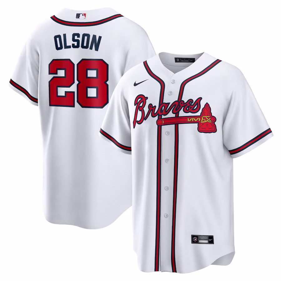Men's Atlanta Braves Matt Olson Nike White Home Replica Player Jersey - Puhuasuan