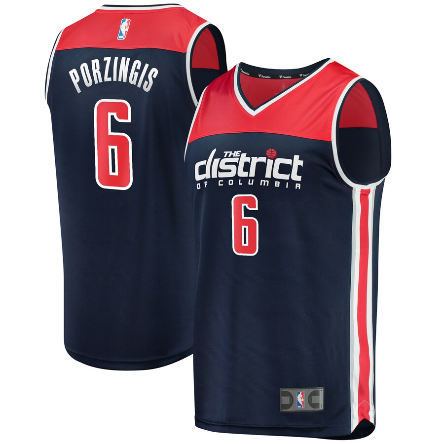 Men's Washington Wizards Kristaps Porzingis Fanatics Navy Fast Break Replica Player Jersey - Statement Edition - Puhuasuan
