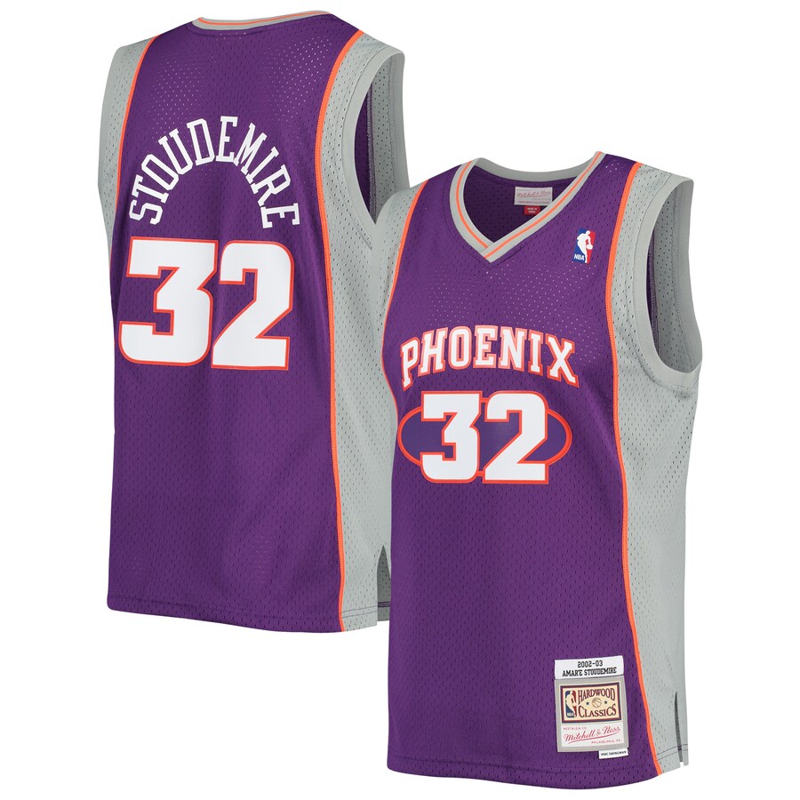 Men's Phoenix Suns Amar'e Stoudemire Mitchell & Ness Purple 2001/02 Hardwood Classics Swingman Jersey - Puhuasuan