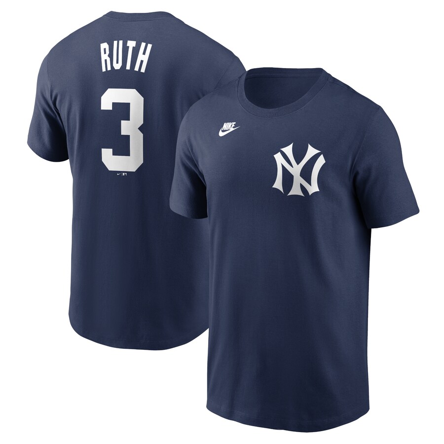 Men's New York Yankees Babe Ruth Nike Navy Fuse Name & Number T-Shirt - Puhuasuan