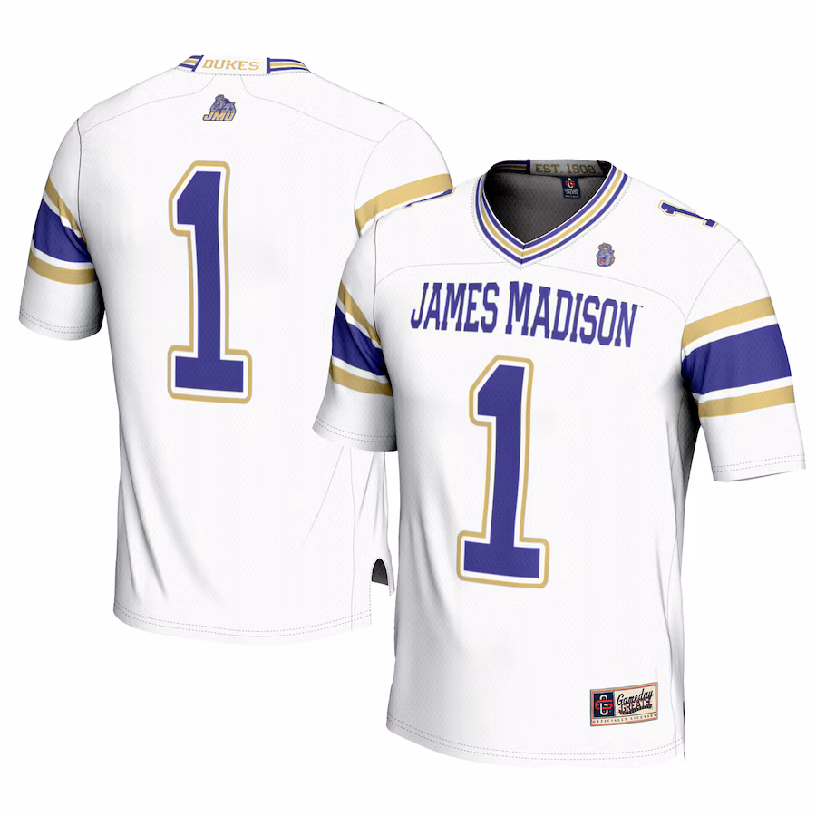 Youth GameDay Greats #1 White James Madison Dukes Football Jersey - Puhuasuan