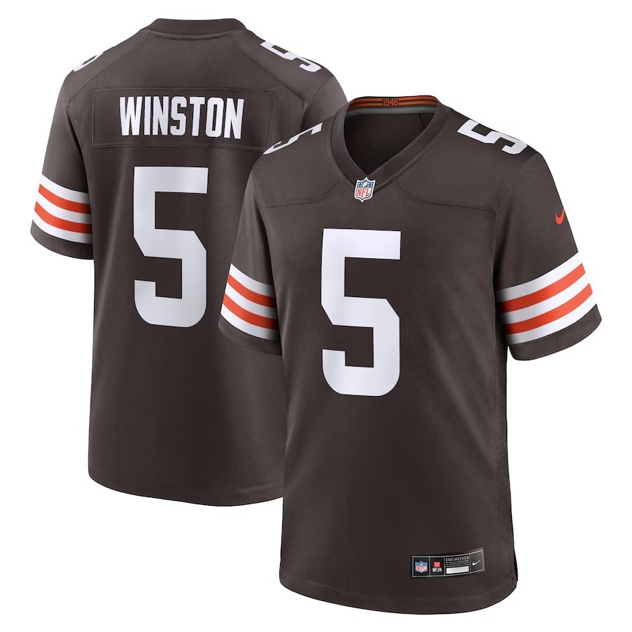 Men's Cleveland Browns Jameis Winston Nike Brown Team Game Jersey - Puhuasuan