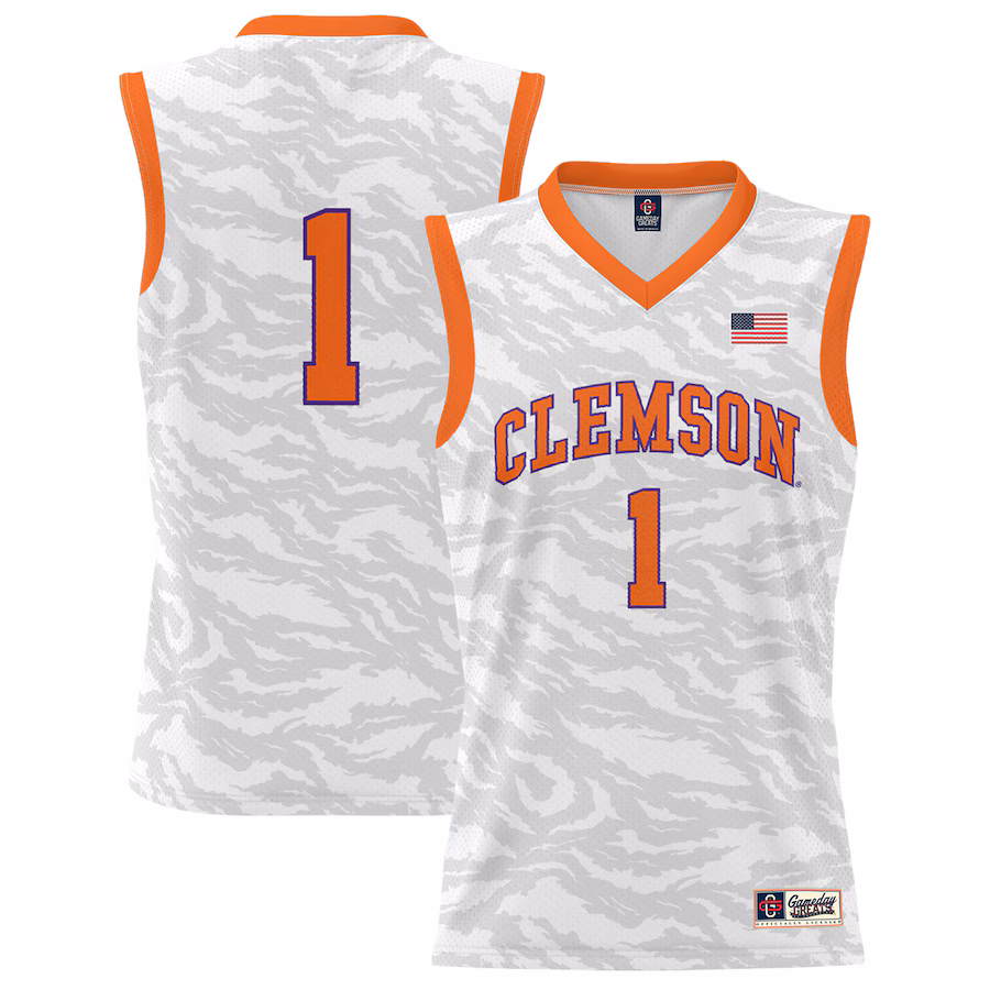 Unisex GameDay Greats #1 White Clemson Tigers Lightweight Tiger Print Basketball Jersey - Puhuasuan
