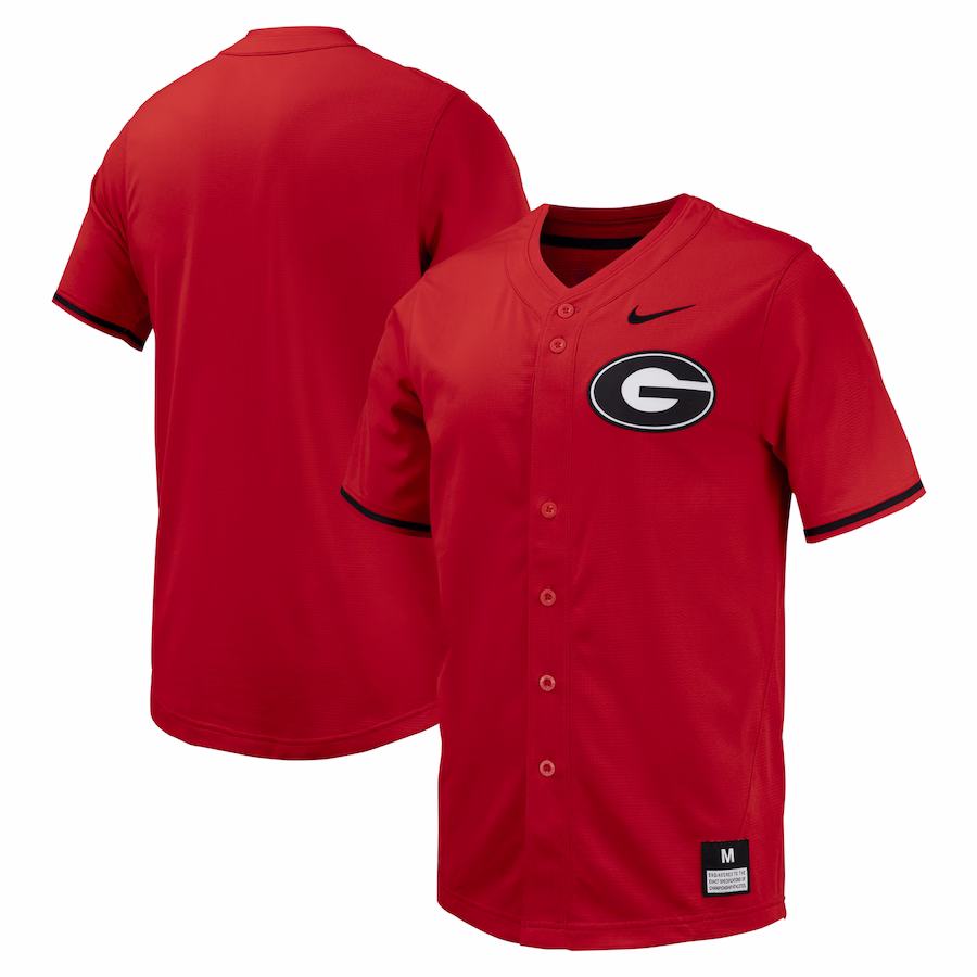 Georgia Bulldogs Nike Replica Full-Button Baseball Jersey - Red - Puhuasuan