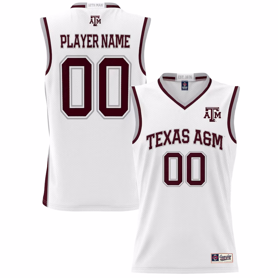 Texas A&M Aggies GameDay Greats Unisex NIL Pick-A-Player Lightweight Basketball Jersey - White - Puhuasuan