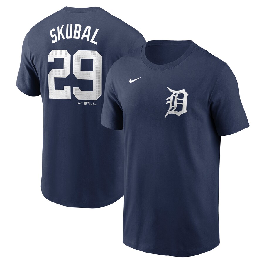 Men's Detroit Tigers Tarik Skubal Nike Navy Fuse Name & Number T-Shirt - Puhuasuan
