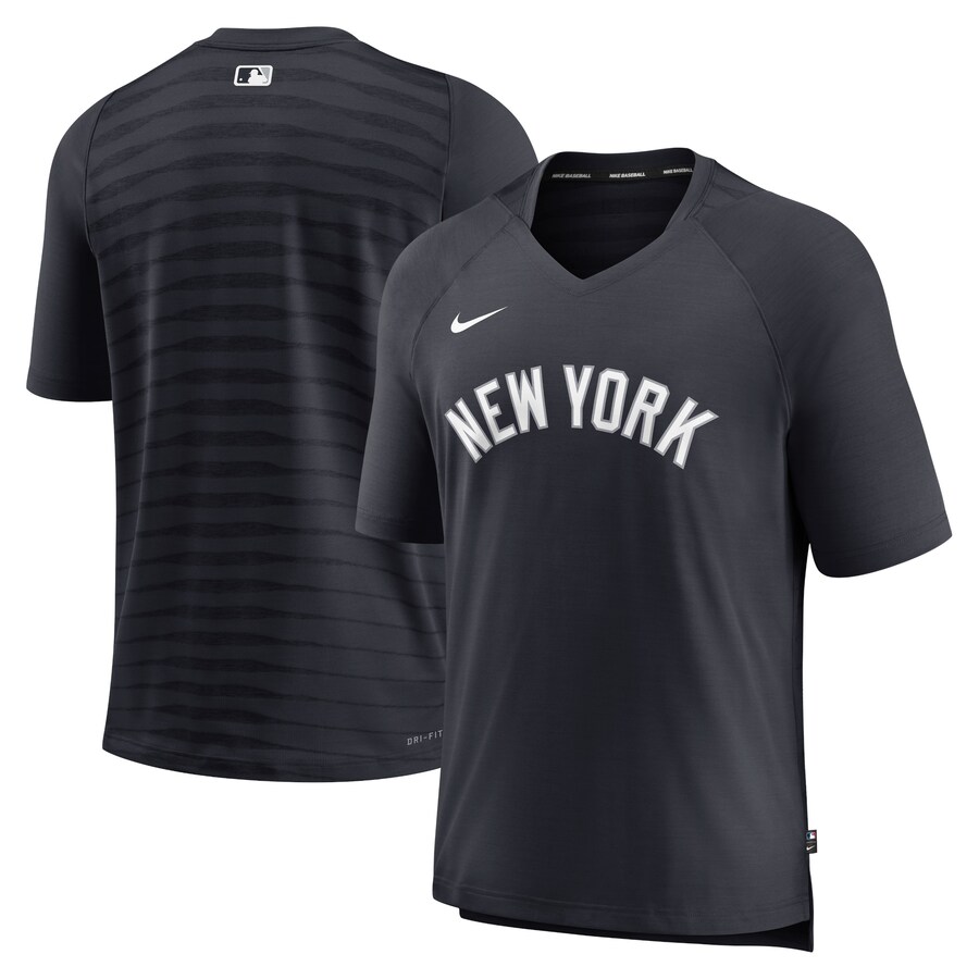 Men's New York Yankees Nike Navy Authentic Collection Pregame Raglan Performance V-Neck T-Shirt - Puhuasuan