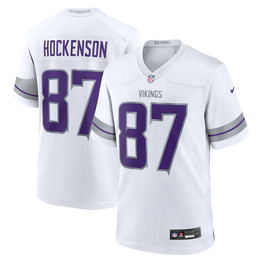 Men's Minnesota Vikings T.J. Hockenson Nike White Alternate Game Player Jersey - Puhuasuan