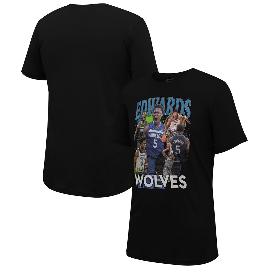 Unisex Minnesota Timberwolves Anthony Edwards Stadium Essentials Black Player Crossroads T-Shirt - Puhuasuan