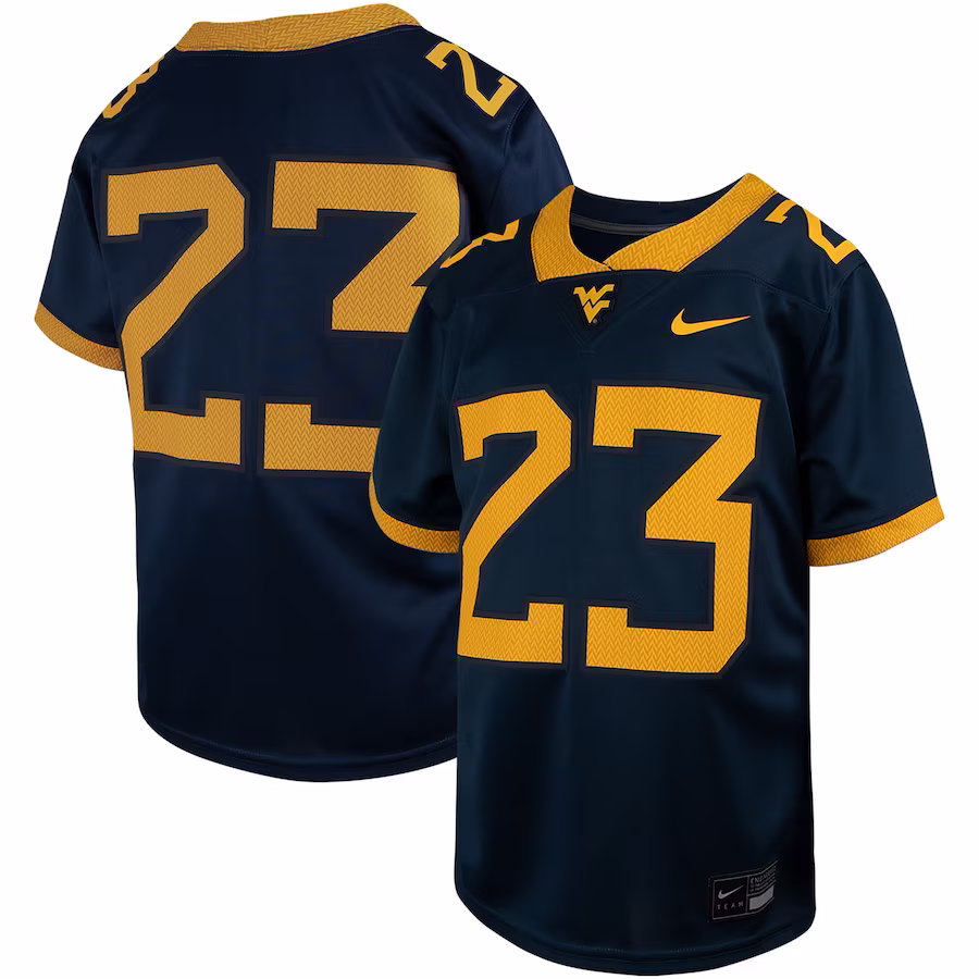 #23 West Virginia Mountaineers Nike Youth Untouchable Replica Game Jersey - Navy - Puhuasuan
