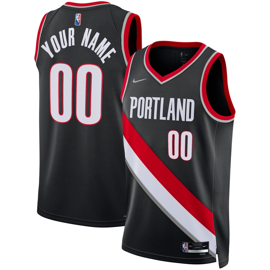 Men's Portland Trail Blazers Nike Black 2021/22 Diamond Swingman Custom Jersey - Icon Edition - Puhuasuan