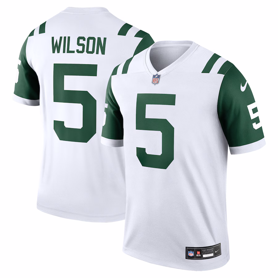 Men's New York Jets Garrett Wilson Nike White Alternate Legend Player Performance Top - Puhuasuan