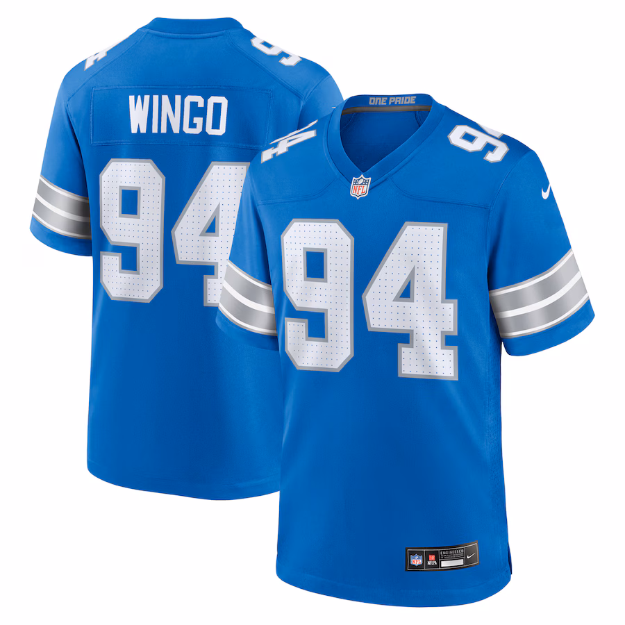 Men's Detroit Lions Mekhi Wingo Nike  Blue Team Game Jersey - Puhuasuan