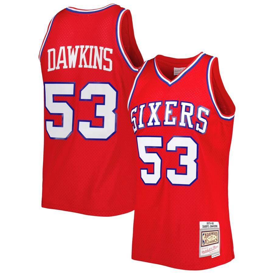 Men's Philadelphia 76ers Darryl Dawkins Mitchell & Ness Red Hardwood Classics 1979/80 Swingman Jersey - Puhuasuan