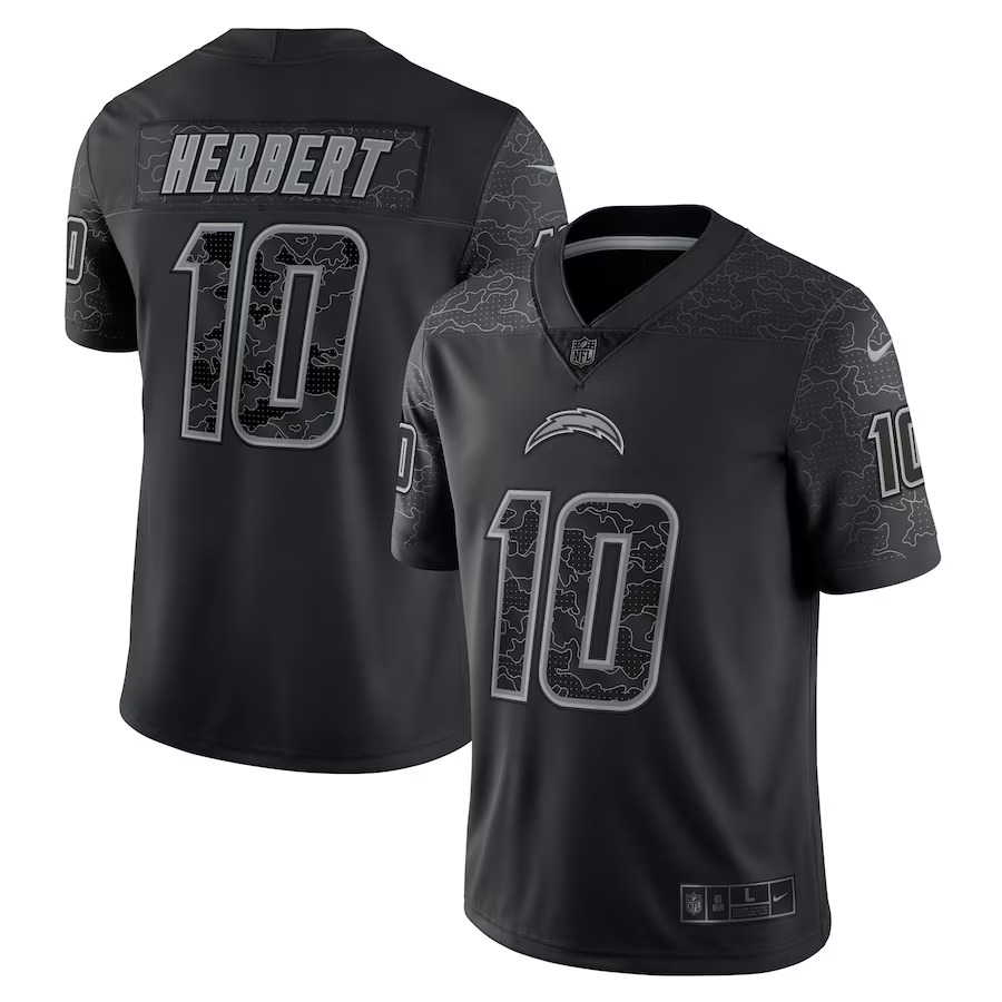 Men's Los Angeles Chargers Justin Herbert Nike Black RFLCTV Limited Jersey - Puhuasuan