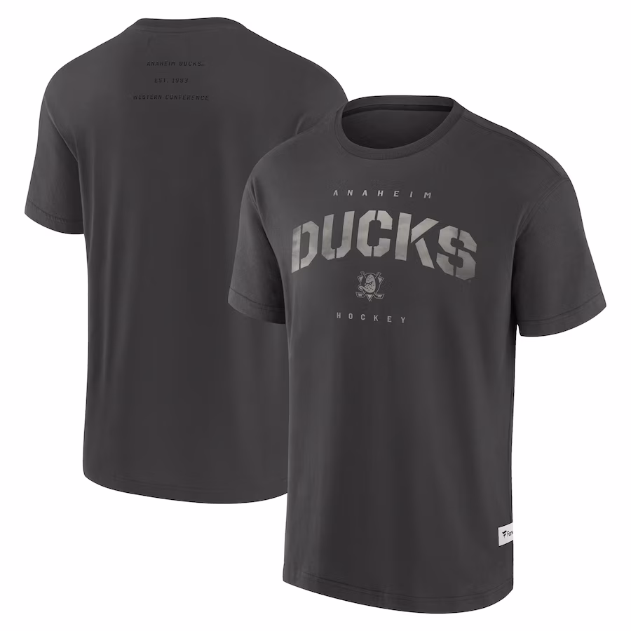 Men's Anaheim Ducks Fanatics Charcoal Elements Weathered Tonal Future Ground T-Shirt - Puhuasuan