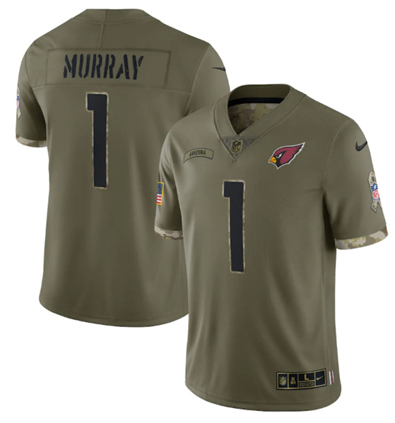 Men's Arizona Cardinals #1 Kyler Murray 2022 Olive Salute To Service Limited Stitched Jersey - Puhuasuan