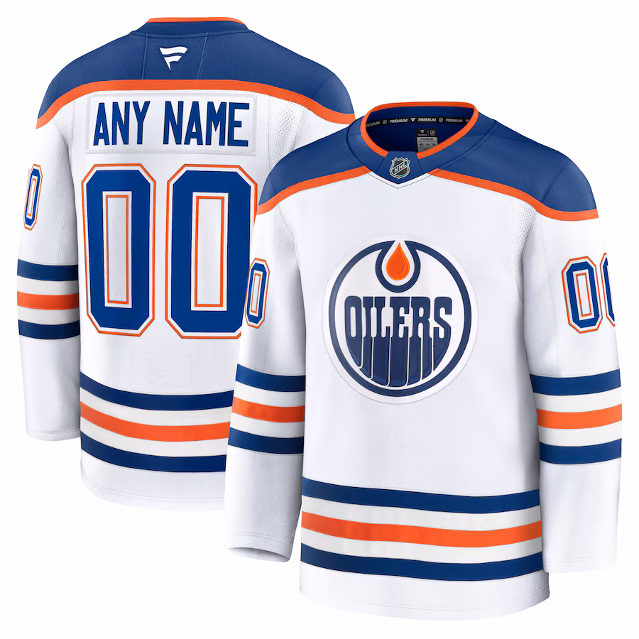 Men's Edmonton Oilers Fanatics White Away Premium Custom Jersey - Puhuasuan