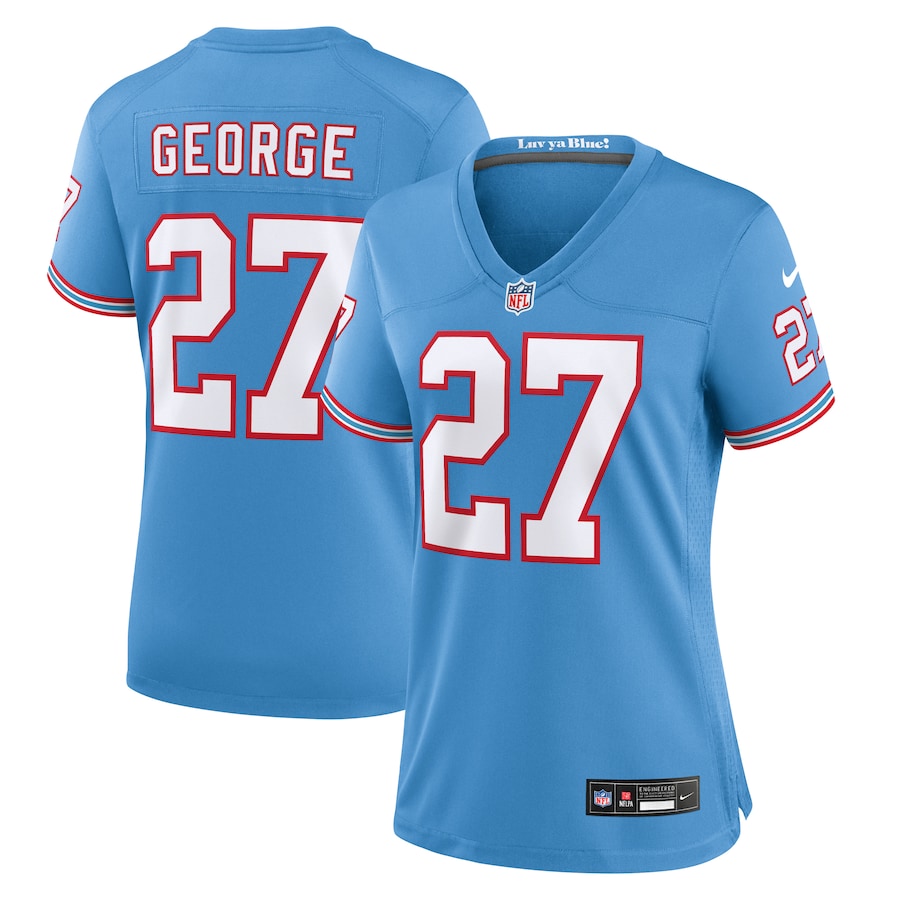 Women's Tennessee Titans Eddie George Nike Light Blue Oilers Throwback Retired Player Game Jersey - Puhuasuan